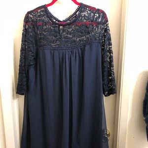 Navy Blue Lace Mini Dress 👗